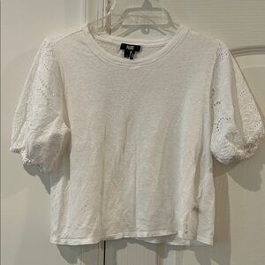 PAIGE White Lace Sleeve Tee